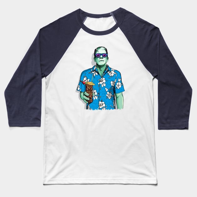 Tiki Frankenstein 2 Baseball T-Shirt by FanboyMuseum